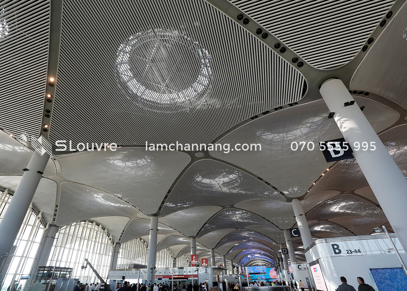 trần nhôm, interior aluminium ceiling, trần nhôm sân bay, trần kim loại, airport aluminium ceiling, airport metal ceiling, terminal metal ceiling