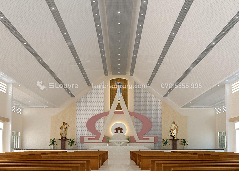 trần nhôm nhà thờ, aluminium ceiling church, metal ceiling church