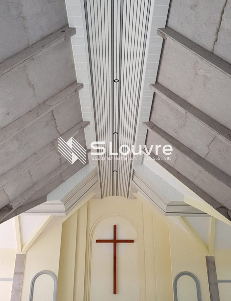 trần nhôm nhà thờ, mẫu trần nhà thờ, aluminium ceiling church, metal ceiling church
